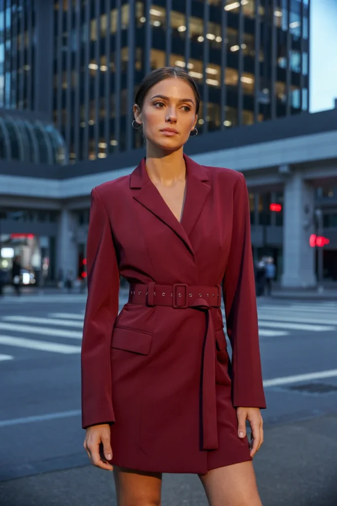 Red blazer dress classy
