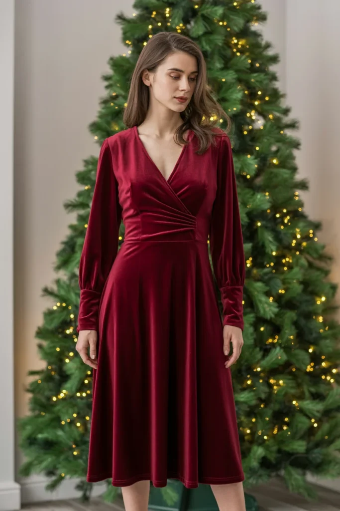 Red velvet Christmas dress