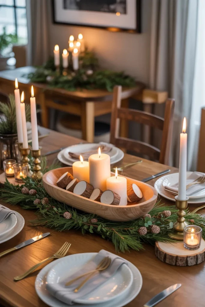 Rustic Christmas table centerpiece
