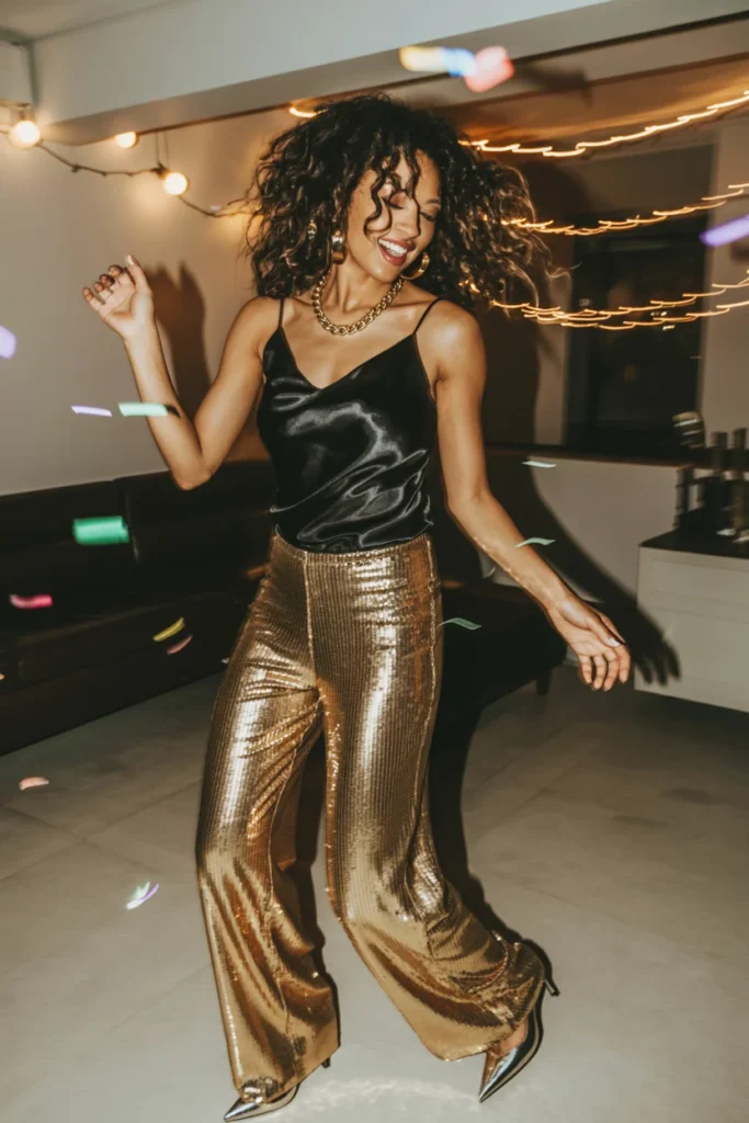 Sequin pants NYE outfit