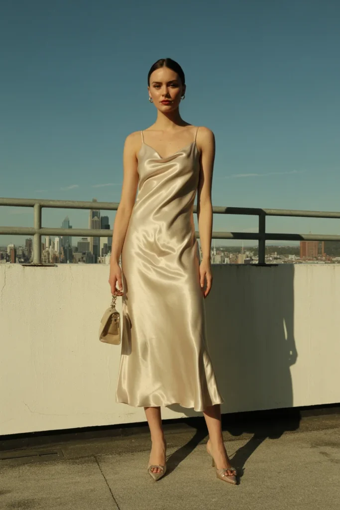 Silk bridal shower guest dress