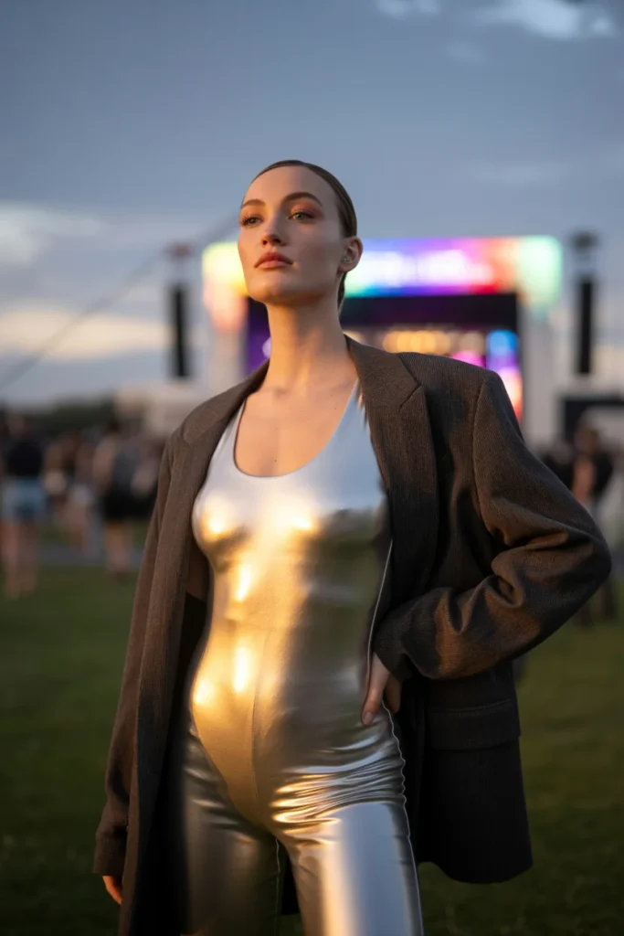 Silver Beyoncé concert outfit