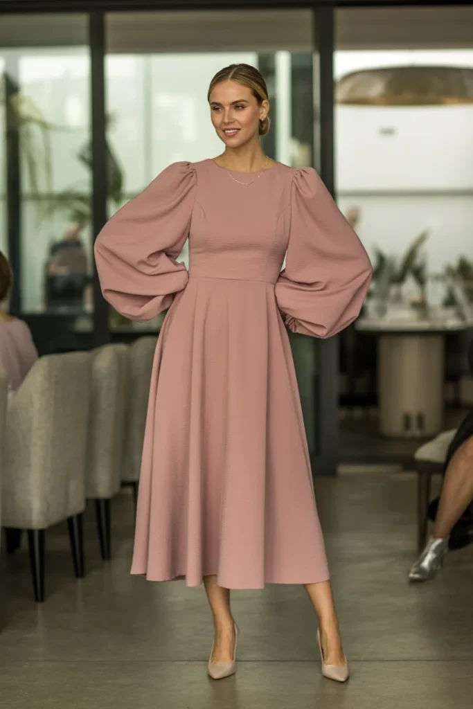 Statement sleeve bridal shower dress