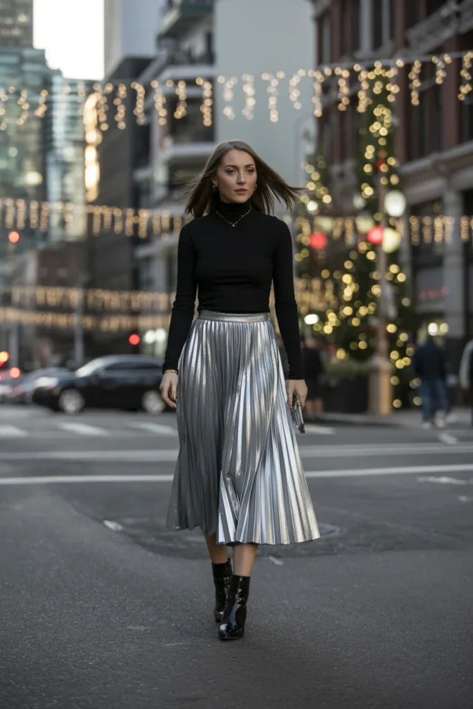Trendy Christmas outfit metallic