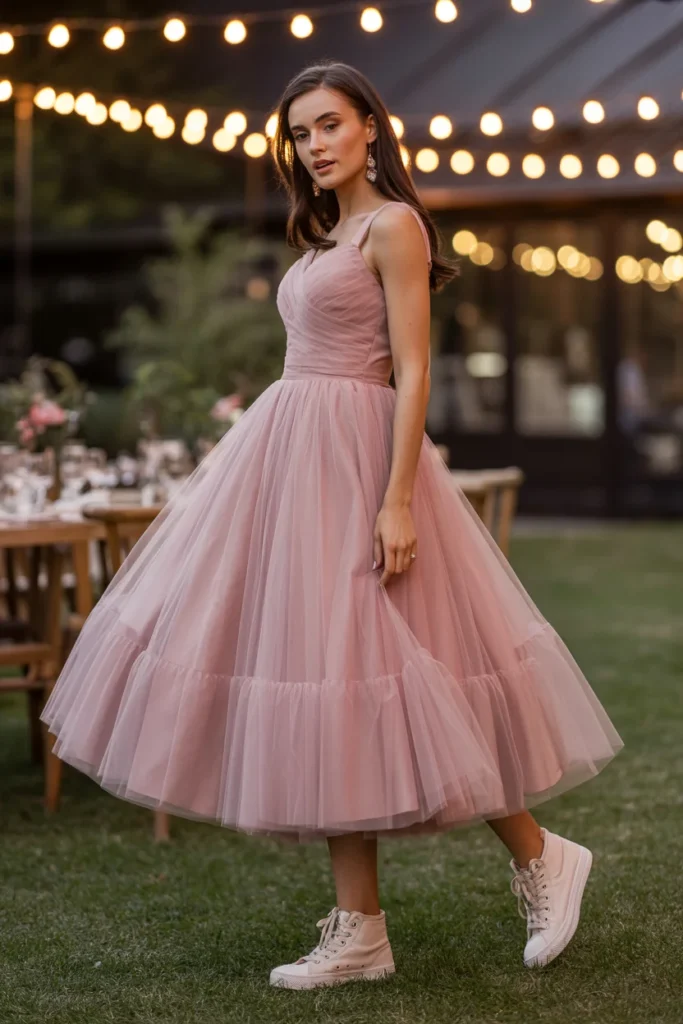 Tulle dress with sneakers