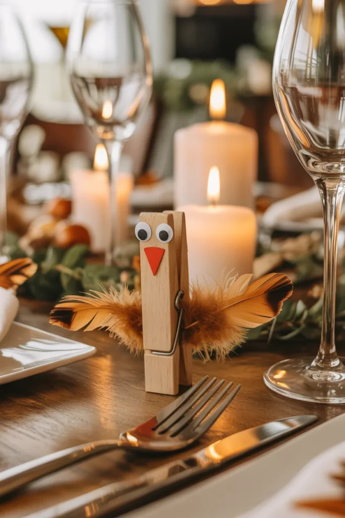Turkey clothespin place card holders