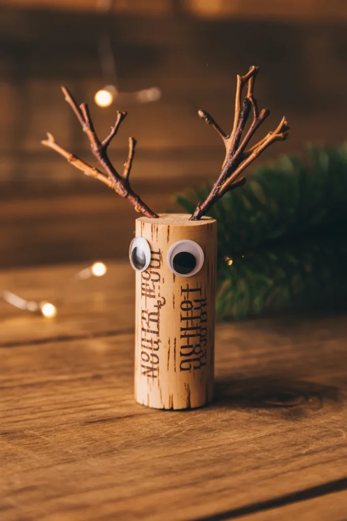 Upcycled wine cork reindeer