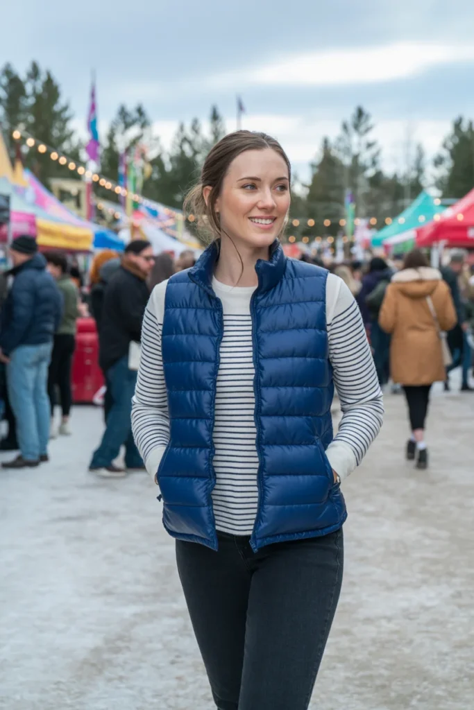 Vest jeans winter outfit