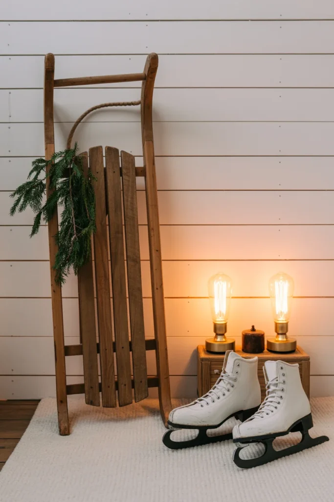 Vintage Christmas sled decor