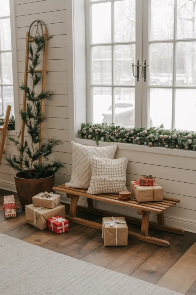 Vintage sled Christmas display