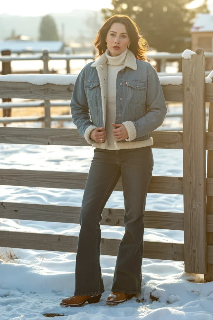 Western winter outfit denim