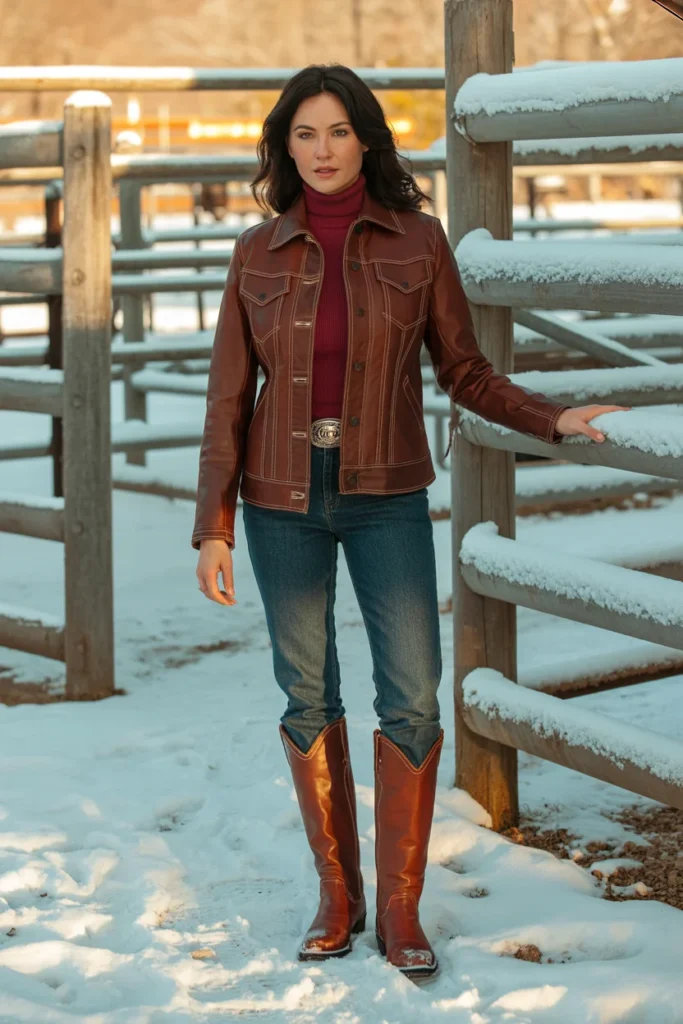Western winter outfits leather