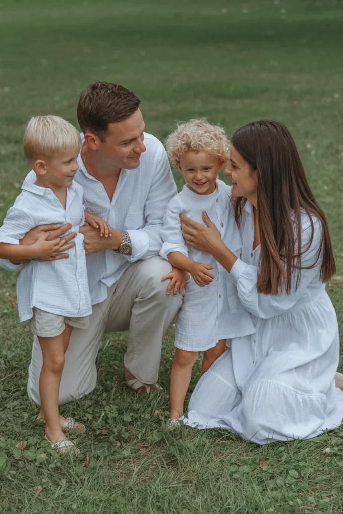White family gender reveal outfits