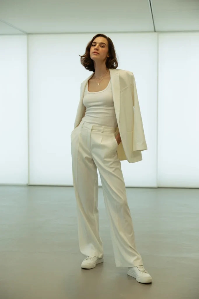 White wide leg pants outfit