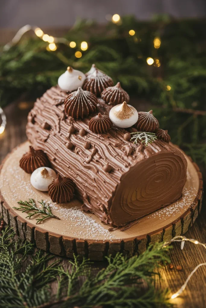Yule log Christmas cake