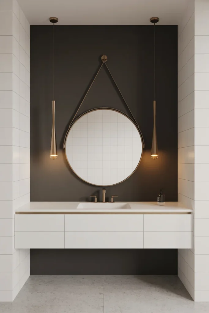 Black accent wall bathroom