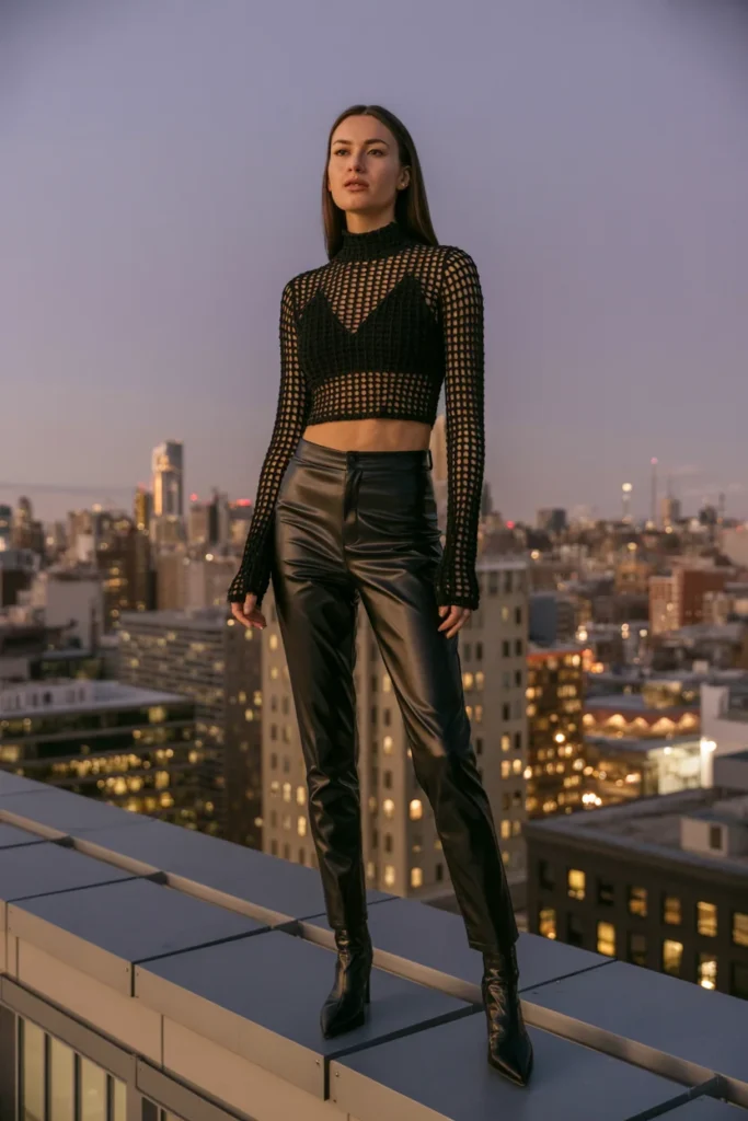 Black crochet crop top