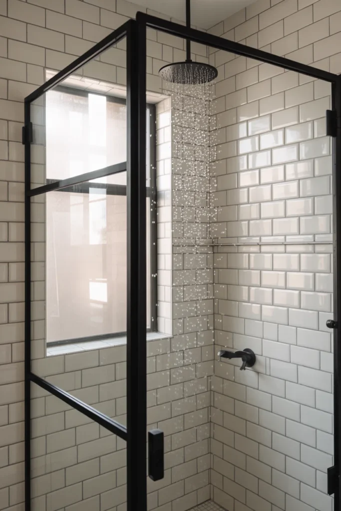 Black frame shower enclosure
