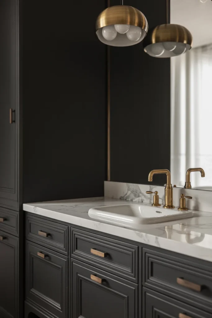 Black vanity white countertop