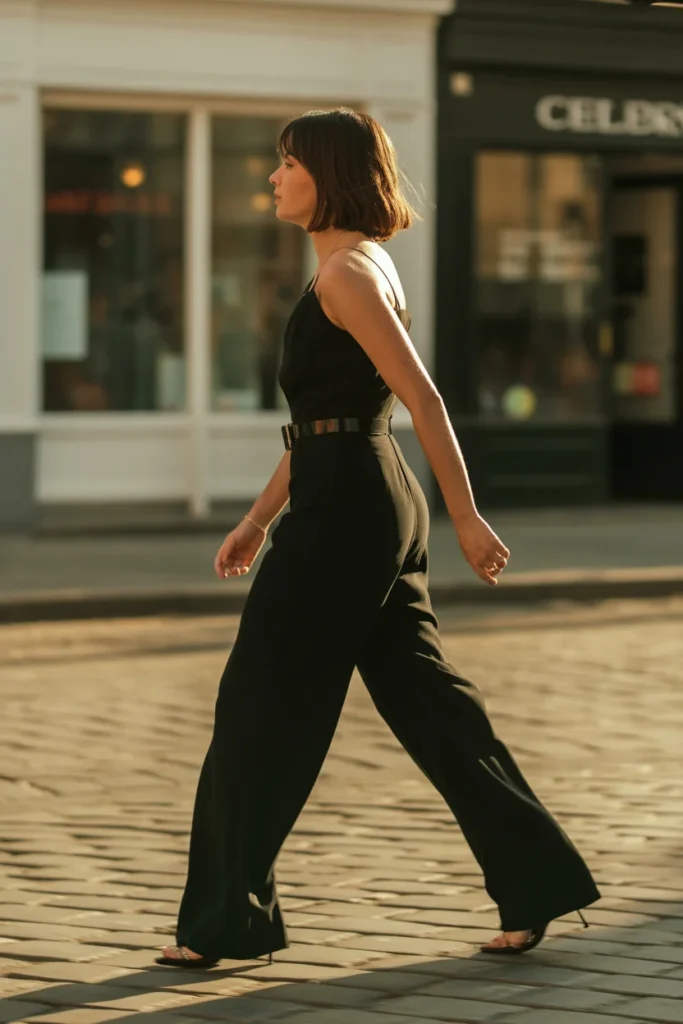 Black wide leg jumpsuit outfit