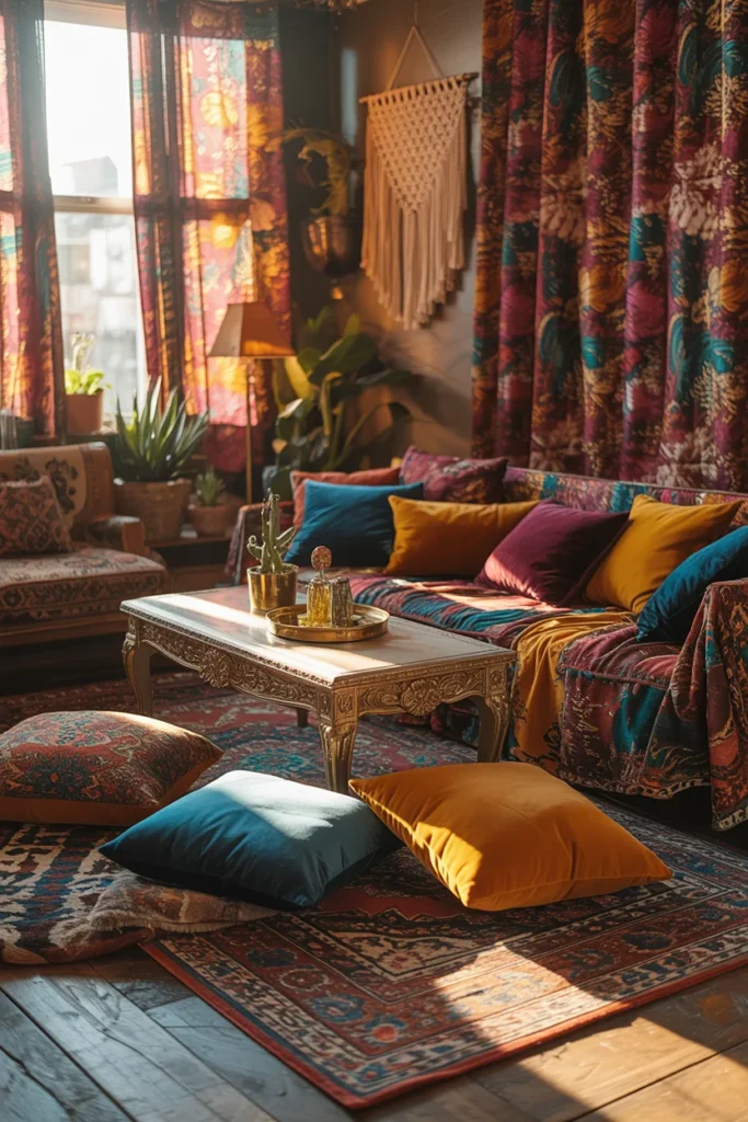 Bohemian living room drapes