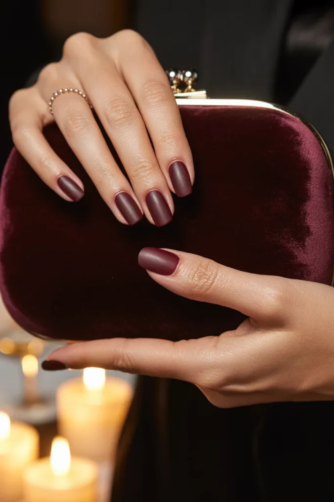 Burgundy matte winter nails