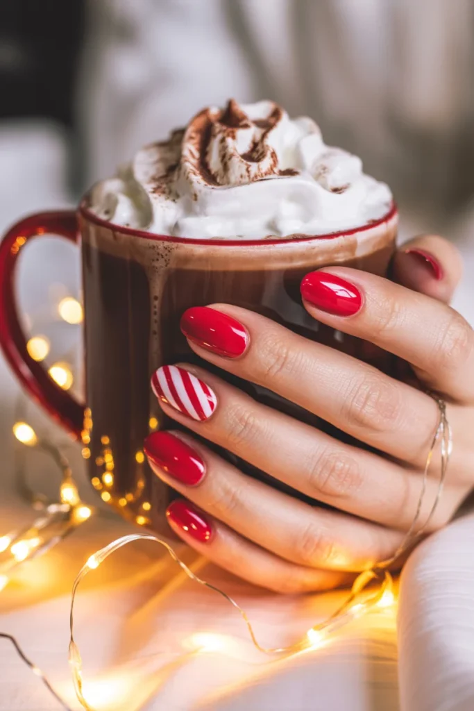 Candy cane stripe nails