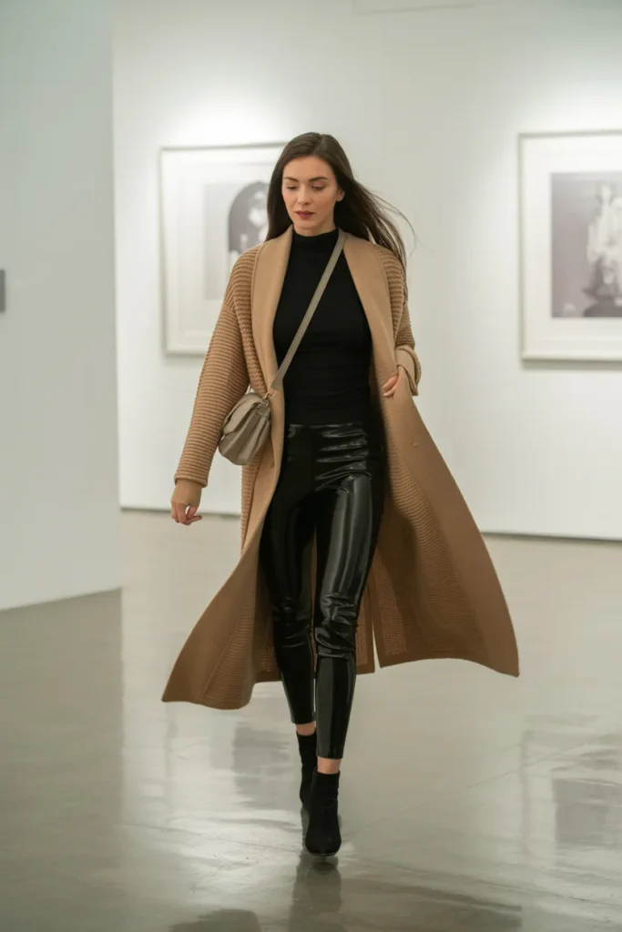 Cardigan coat leggings outfit