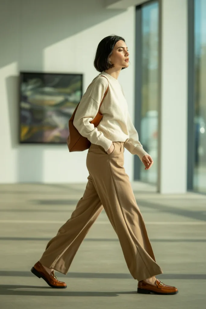 Cashmere sweater trousers elegant outfit