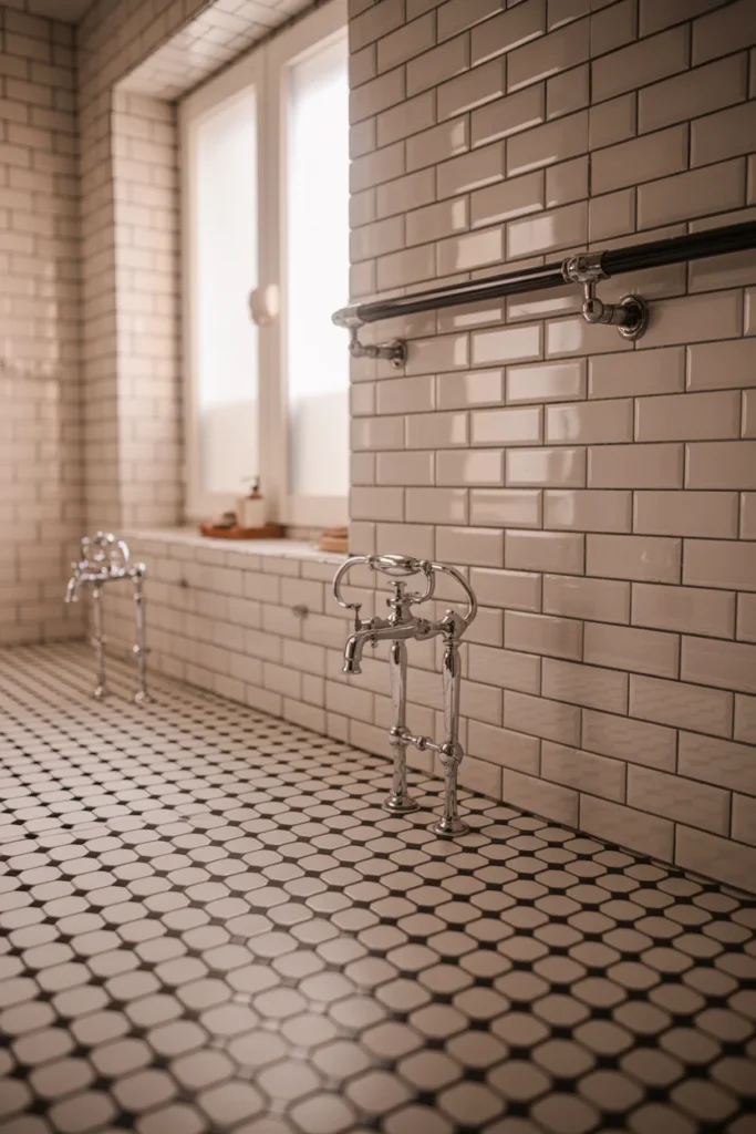 Checkered bathroom floor design