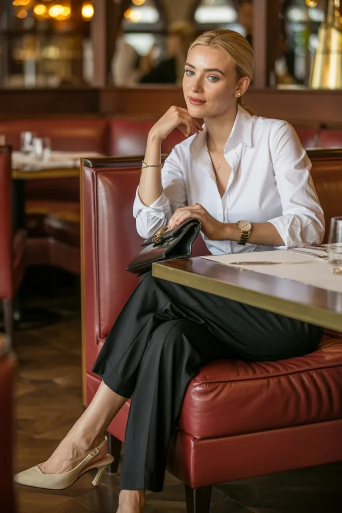 Classy brunch outfit button down