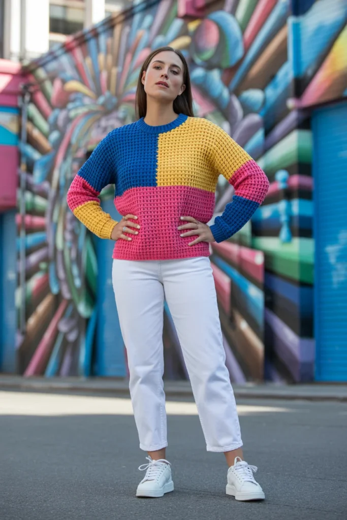 Color block crochet top
