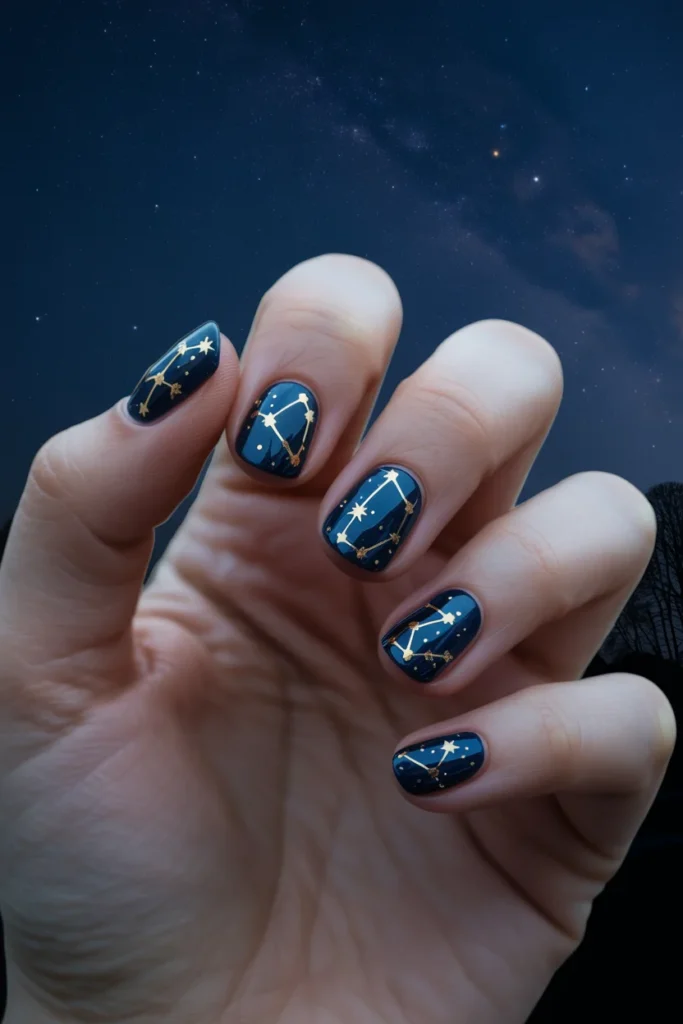 Constellation star winter nails