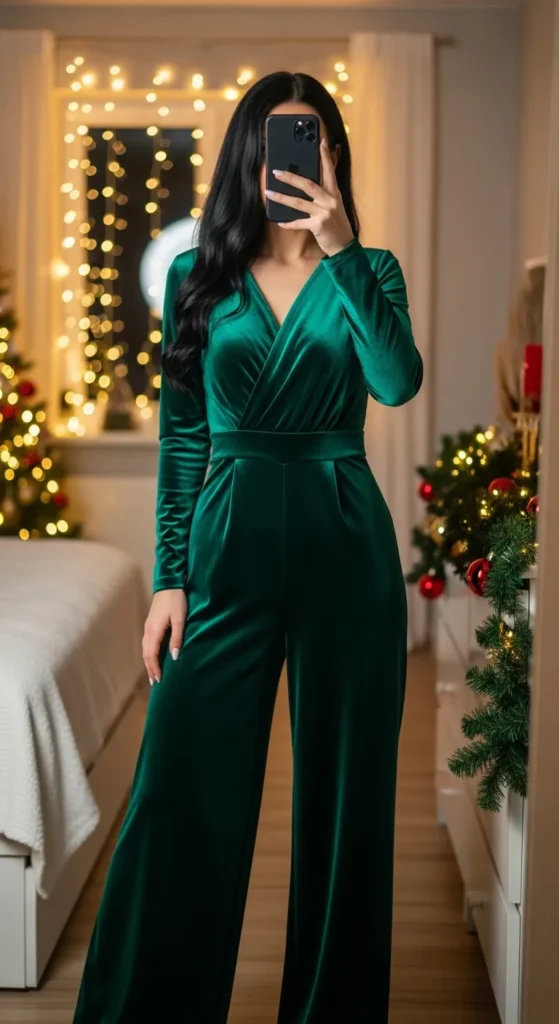 Corporate holiday party outfit jumpsuit