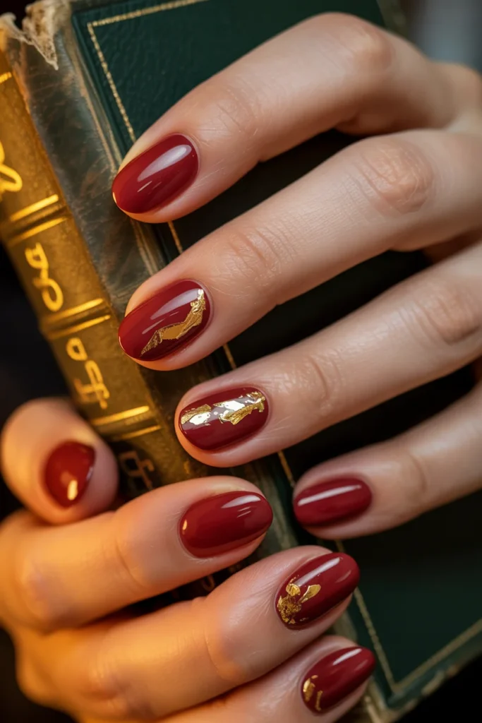 Cranberry red winter manicure