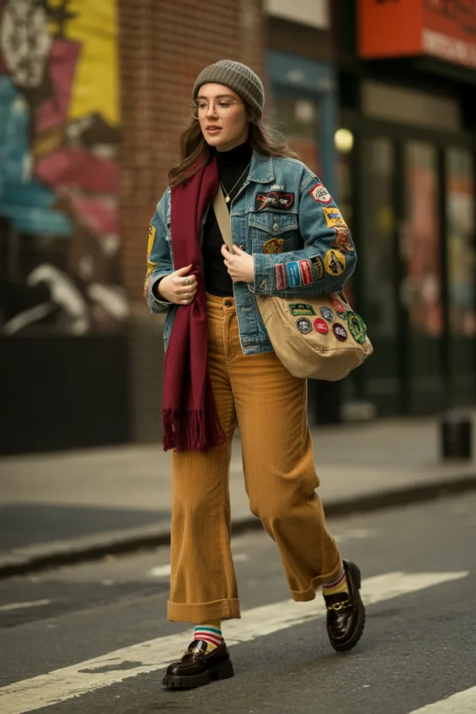 Creative downtown winter look