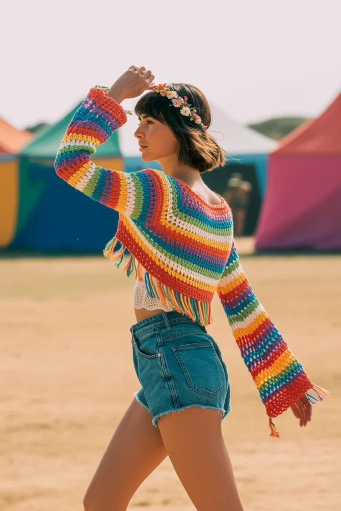 Chunky turtleneck crochet sweater