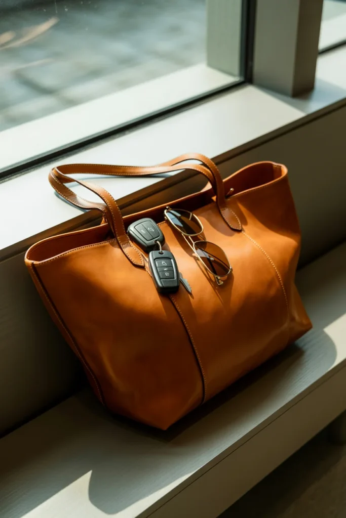 Elegant leather tote 50th birthday