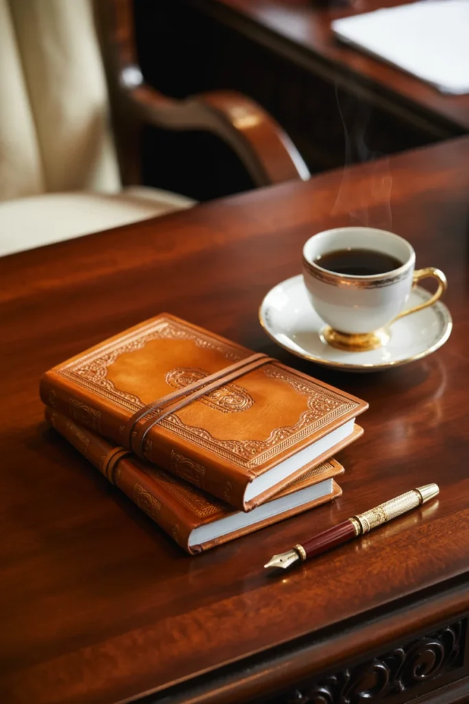 Embossed leather journals engagement