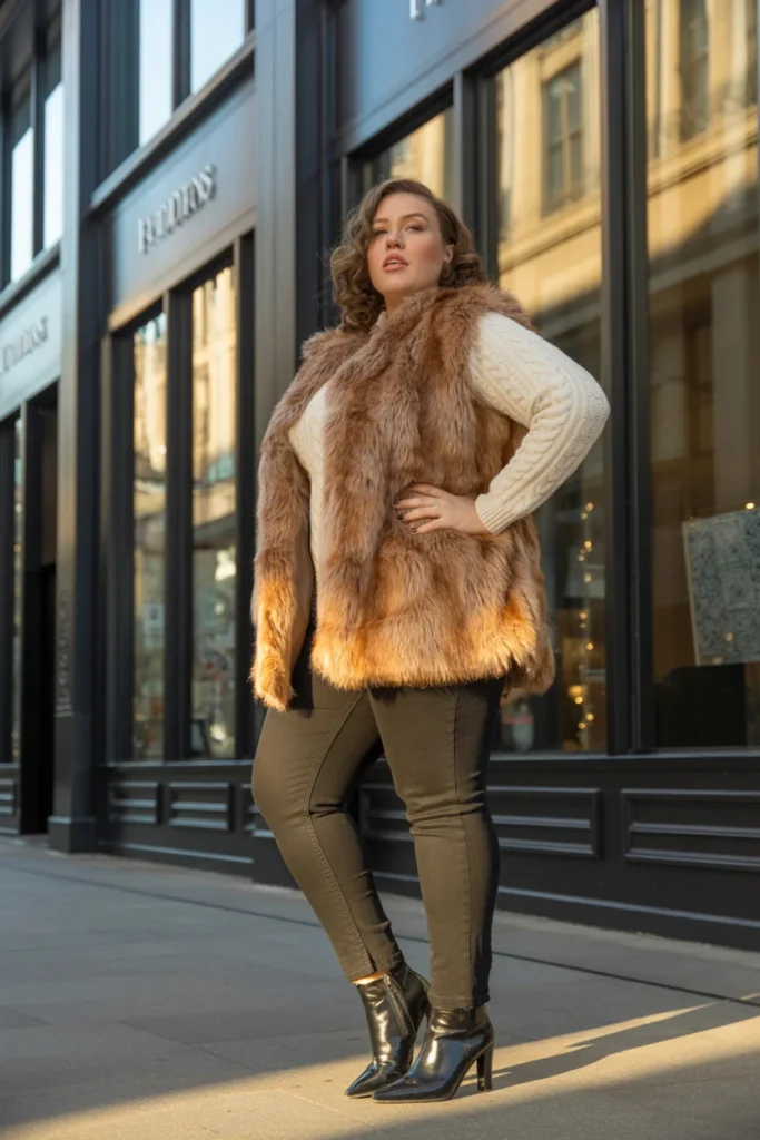 Faux fur plus size winter style