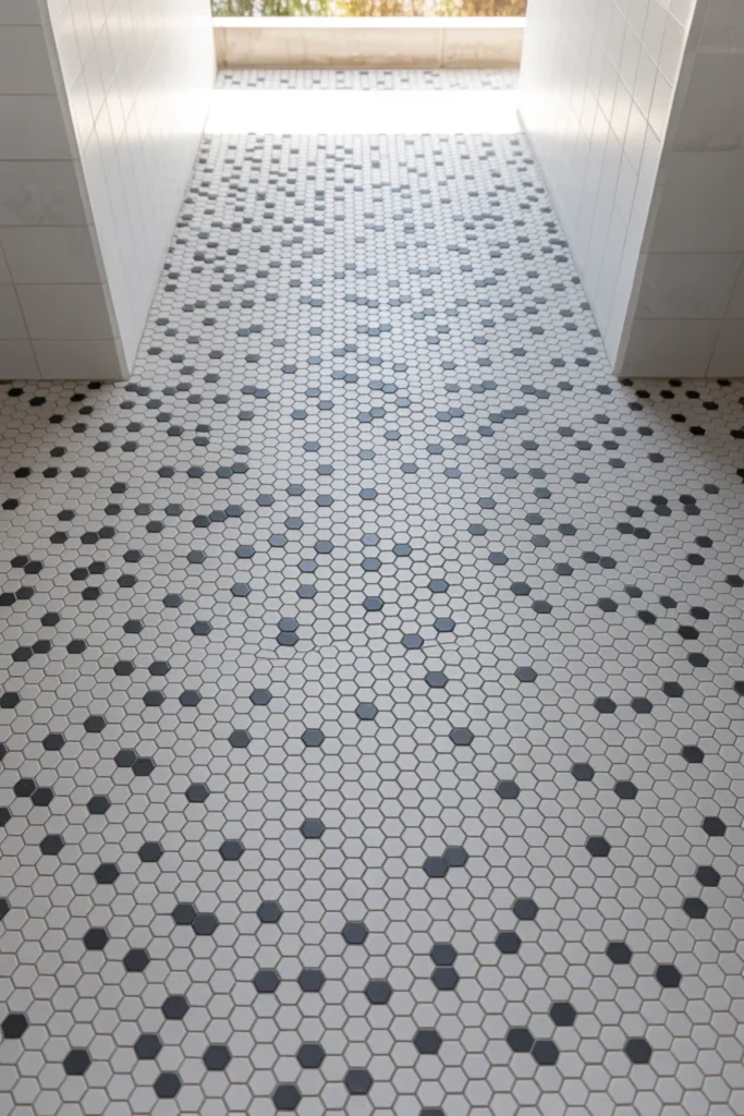 Hexagon bathroom floor tile