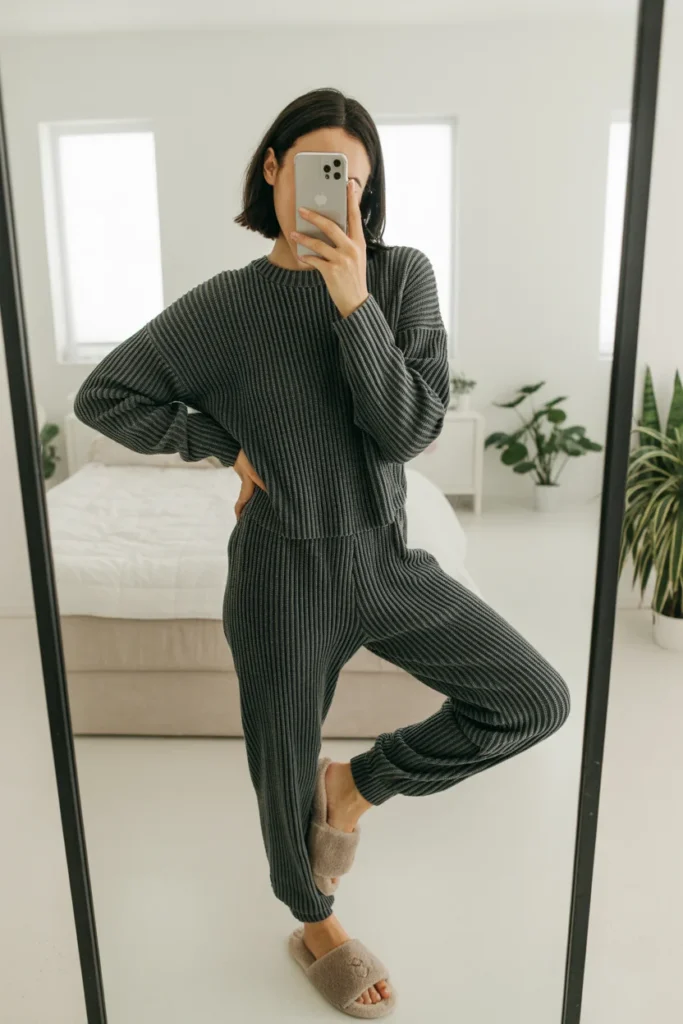 Knit lounge jumpsuit cozy