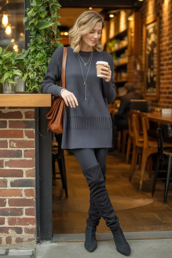 Longline sweater boots outfit