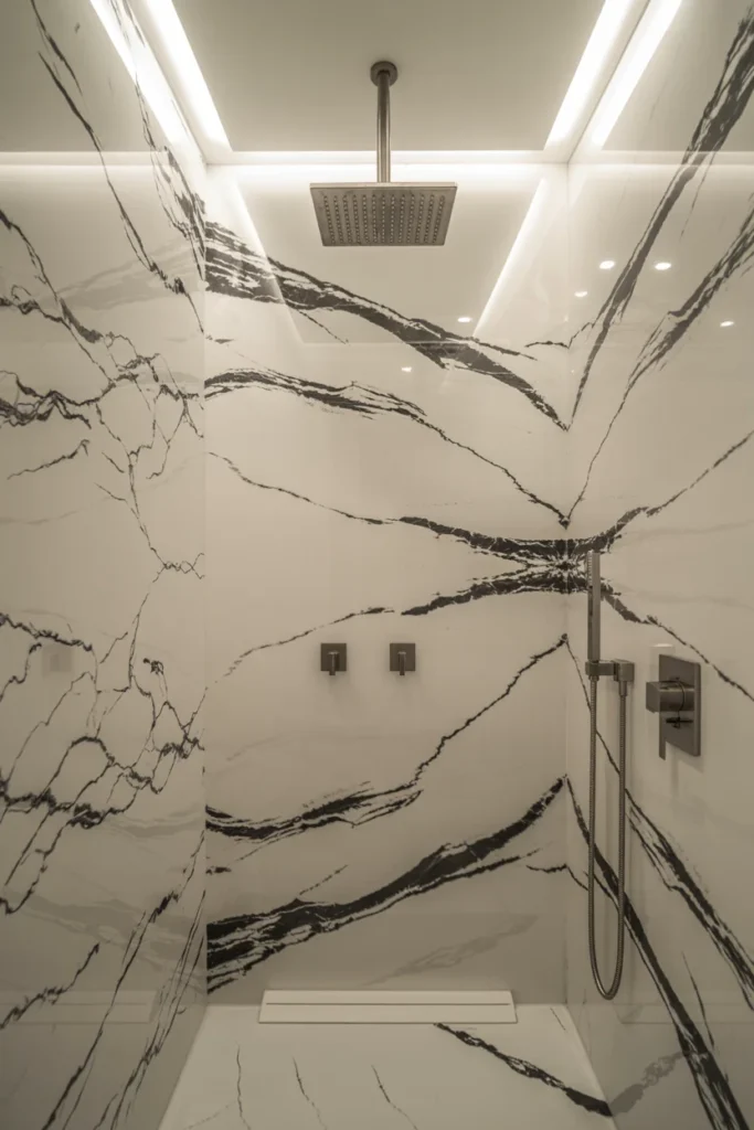Marble bathroom with black veining