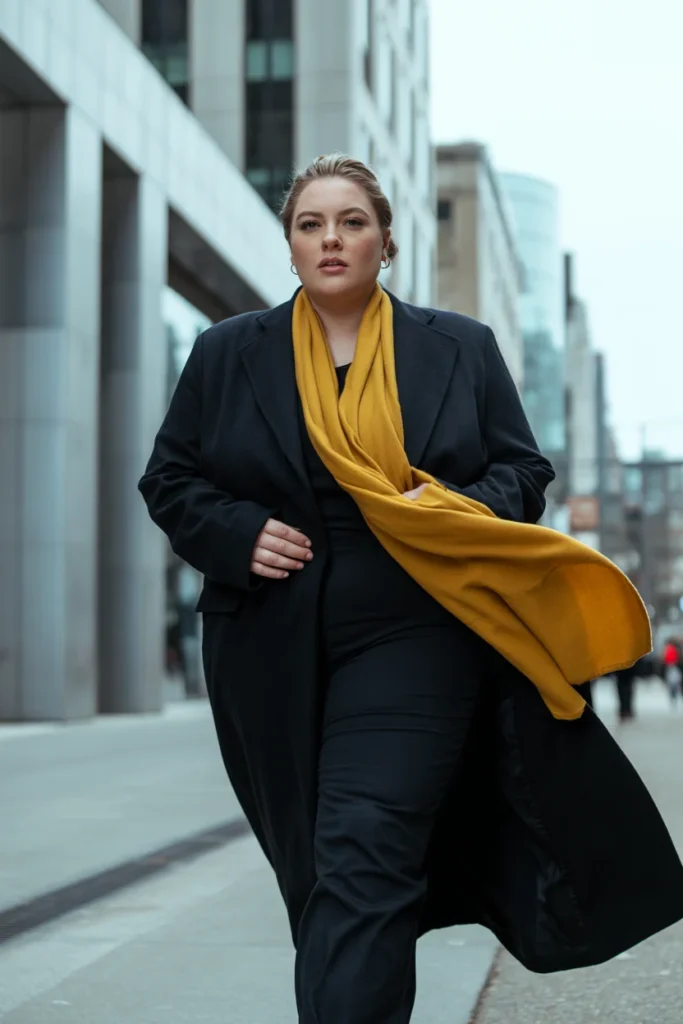 Monochrome plus size winter fashion