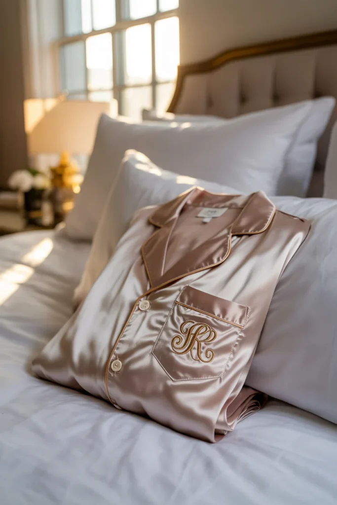 Monogrammed silk pajamas 50th birthday