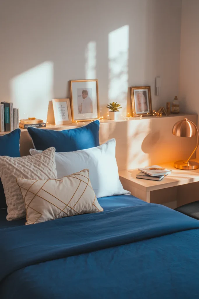 Navy and gold dorm color palette