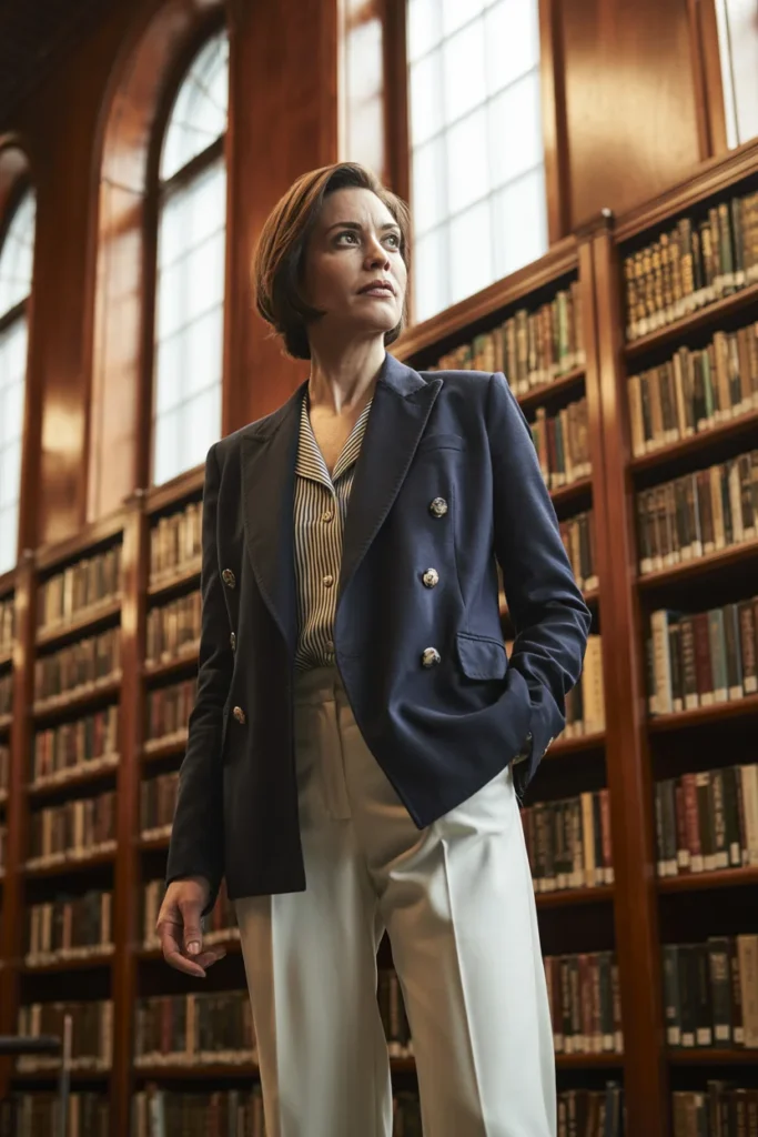 Navy blazer elegant outfit women