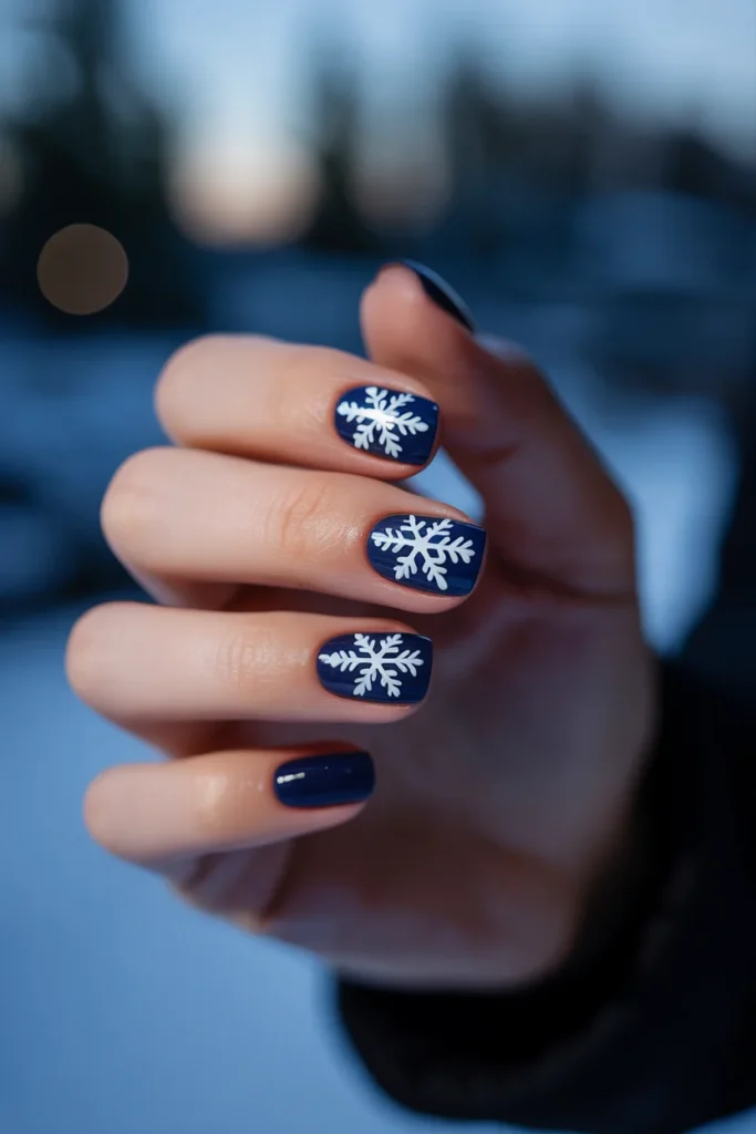 Negative space snowflake nails