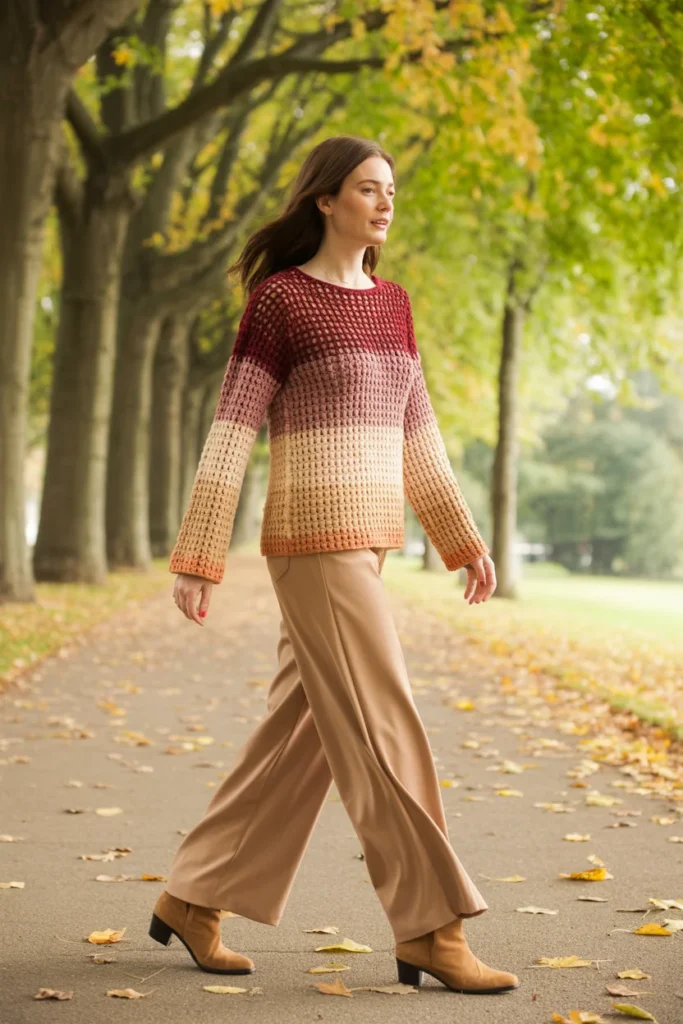 Ombre crochet sweater ladies